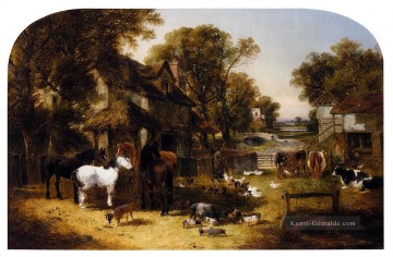Ein englischer Hof Idyll John Frederick Herring Jr Pferd Ölgemälde